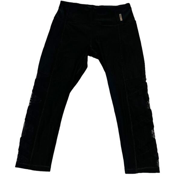RBX Leggings Solid Black Pull On Mesh Inset Stretch Activewear‎ Women's Small - Picture 1 of 10